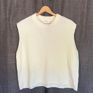 Candace Cameron bure sleeveless mock neck sweater butter cream